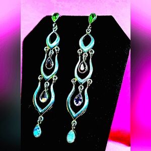 Handmade BOHEMIAN Chandeler Earrings Sterling